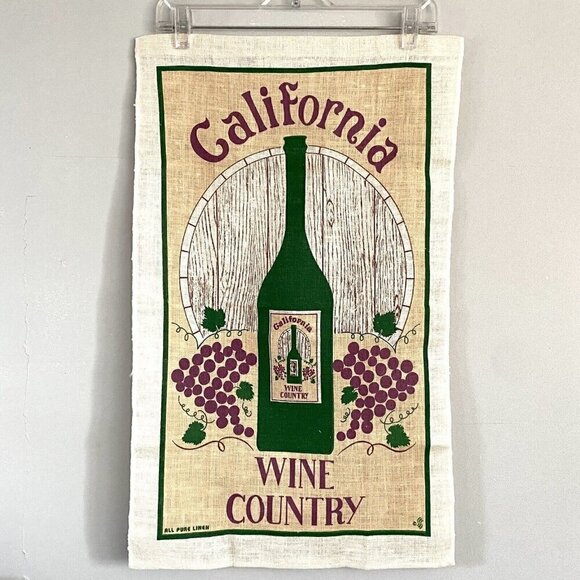 Vintage Other - Vintage Tea Towel CALIFORNIA WINE COUNTRY 100% Linen ~16.5x27” NEW OLD STOCK